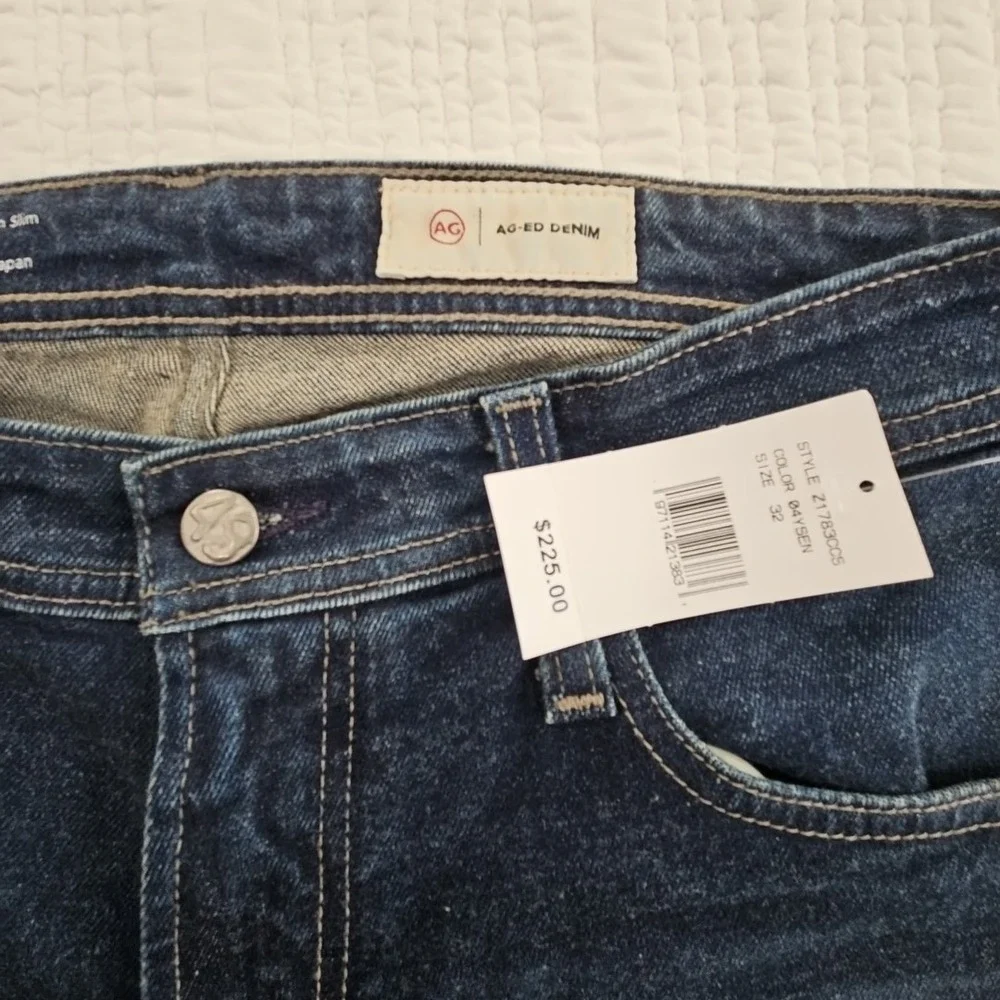 AG Adriano Goldschmied Tellis Jeans Men 32x33 Blue NWT Slim Japanese Fabric
